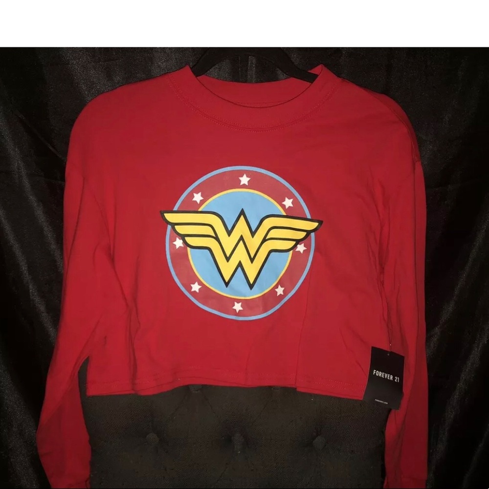Red Forever 21 Wonder Women Crop Top